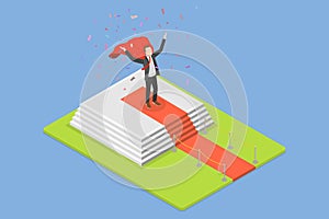 3D Isometric Flat Vector Conceptual Illustration of Super Hero Businessman