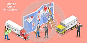 3D Isometric Flat Vector Conceptual Illustration of Supply Chain Management