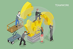 3D Isometric Flat Vector Conceptual Illustration of Team Building