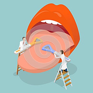 3D Isometric Flat Vector Conceptual Illustration of Tongue Cleaner Scraper