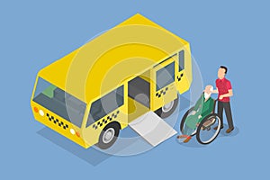 3D Isometric Flat Vector Conceptual Illustration of Transport For Disabled Persons