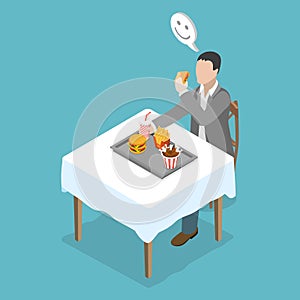 3D Isometric Flat Vector Conceptual Illustration of Unhealthy Eating