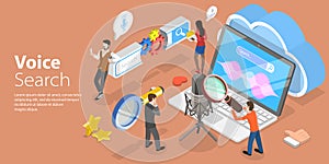 3D Isometric Flat Vector Conceptual Illustration of Voice Search