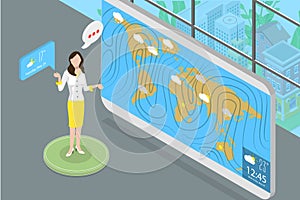 3D Isometric Flat Vector Conceptual Illustration of Weather Forecast