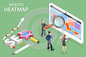 3D Isometric Flat Vector Conceptual Illustration of Website Heatmap