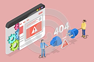 3D Isometric Flat Vector Illustration of 404 Error Page