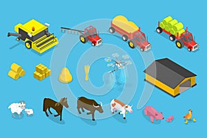 3D Isometric Flat Vector Illustration of Agriculture And Livestock