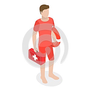 3D Isometric Flat Vector Illustration of Beach Lifeguard. Item 4