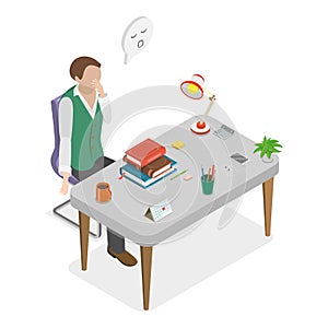 3D Isometric Flat Vector Illustration of Boring Meeting. Item 1