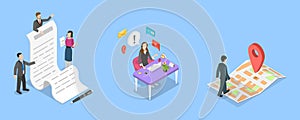 3D Isometric Flat Vector Illustration of Business Profile