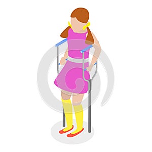 3D Isometric Flat Vector Illustration of Children With Cerebral Palsy. Item 1