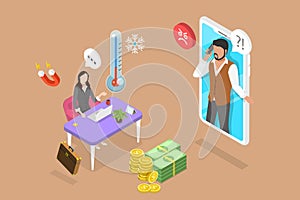 3D Isometric Flat Vector Illustration of Cold Call
