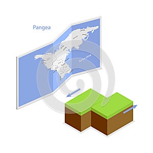 3D Isometric Flat Vector Illustration of Continental Drift Chronological Movement. Item 3