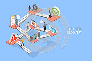 3D Isometric Flat Vector Illustration of Disaster Recovery