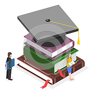 3D Isometric Flat Vector Illustration of Education and Scholarship. Item 2