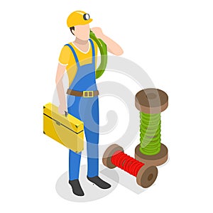 3D Isometric Flat Vector Illustration of Electrical Utility Delivery. Item 4