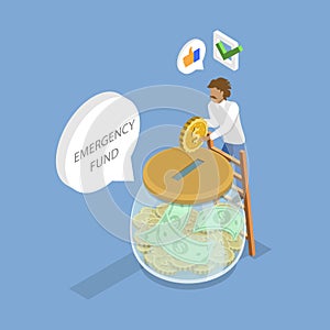 3D Isometric Flat Vector Illustration of Emergency Fund