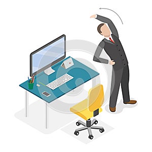 3D Isometric Flat Vector Illustration of Exercises In Office. Item 1