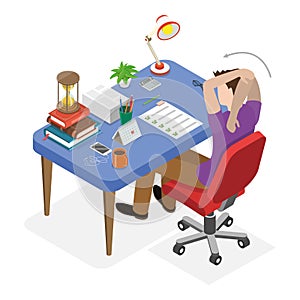 3D Isometric Flat Vector Illustration of Exercises In Office. Item 3