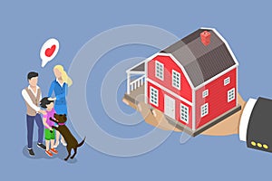 3D Isometric Flat Vector Illustration of Family House