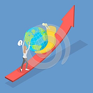 3D Isometric Flat Vector Illustration of Global Economic Slowdown