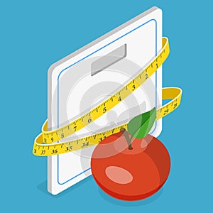 3D Isometric Flat Vector Illustration of Healthy Lifestyles
