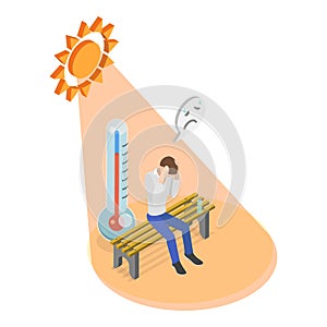 3D Isometric Flat Vector Illustration of Heatstroke. Item 4