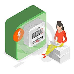 3D Isometric Flat Vector Illustration of Home Energy Efficiency. Item 1