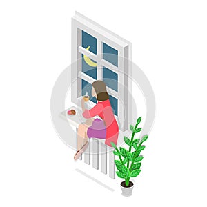 3D Isometric Flat Vector Illustration of Home Relax And Rest. Item 3