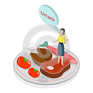 3D Isometric Flat Vector Illustration of Human Five Tastes. Item 1