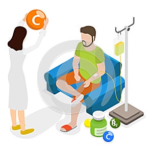 3D Isometric Flat Vector Illustration of Intravenous Therapy. Item 3