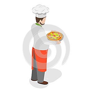 3D Isometric Flat Vector Illustration of Italian Chef. Item 2