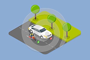 3D Isometric Flat Vector Illustration of Lane Changing Rule