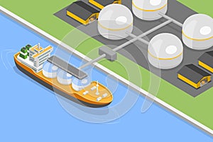 3D Isometric Flat Vector Illustration of LNG Carrier Ship