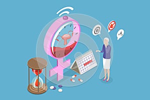 3D Isometric Flat Vector Illustration of Menopause Symptoms