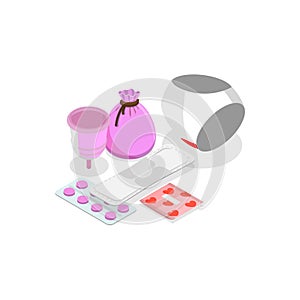 3D Isometric Flat Vector Illustration of Menstruation. Item 2