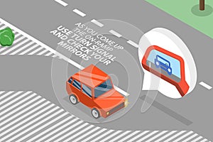 3D Isometric Flat Vector Illustration of Merging onto a Highway