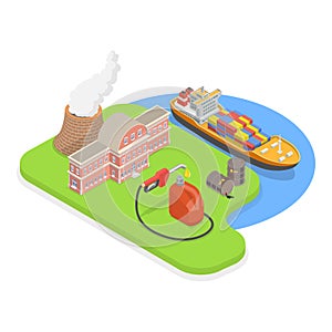 3D Isometric Flat Vector Illustration of Oil Refinery. Item 3