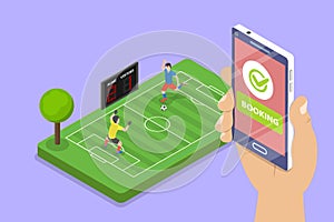 3D Isometric Flat Vector Illustration of Online Booking Of A Sports Court