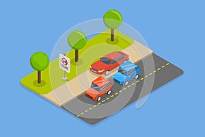 3D Isometric Flat Vector Illustration of Outdoor Parking Rules