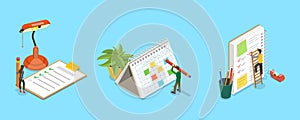 3D Isometric Flat Vector Illustration of Planning Schedule