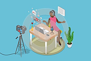 3D Isometric Flat Vector Illustration of Podcast