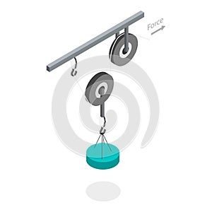 3D Isometric Flat Vector Illustration of Pulley Types. Item 3