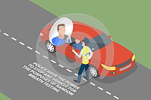 3D Isometric Flat Vector Illustration of Roadside Drug And Alcohol Testing