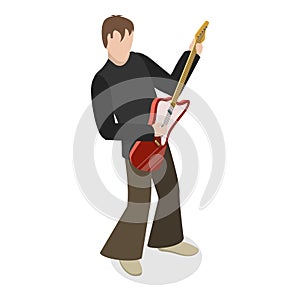 3D Isometric Flat Vector Illustration of Rock Music Band. Item 2