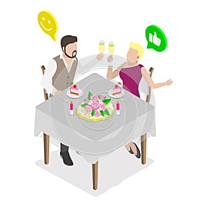 3D Isometric Flat Vector Illustration of Romantic Dating. Item 2