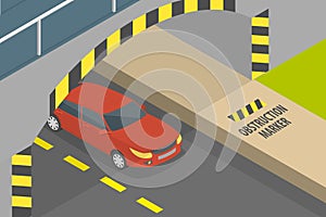 3D Isometric Flat Vector Illustration of Safety Driving