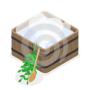 3D Isometric Flat Vector Illustration of Sauna And SPA. Item 3