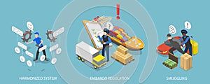 3D Isometric Flat Vector Illustration of Smuggling