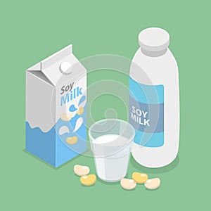 3D Isometric Flat Vector Illustration of Soy Milk